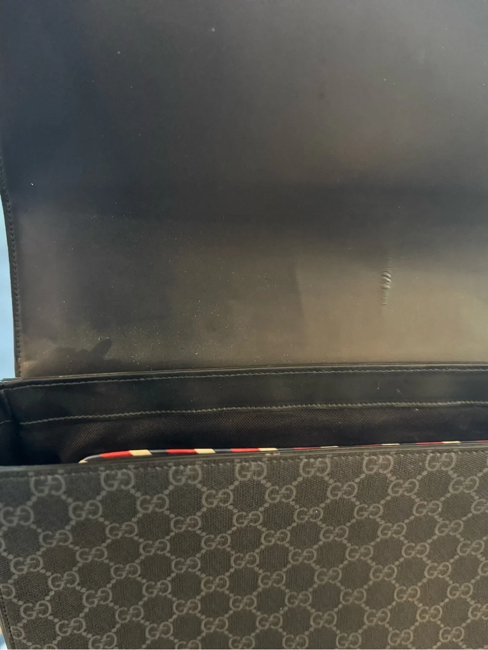 Gucci Navy GG Supreme Messenger Bag with Multicolor Planet & Patch Accents